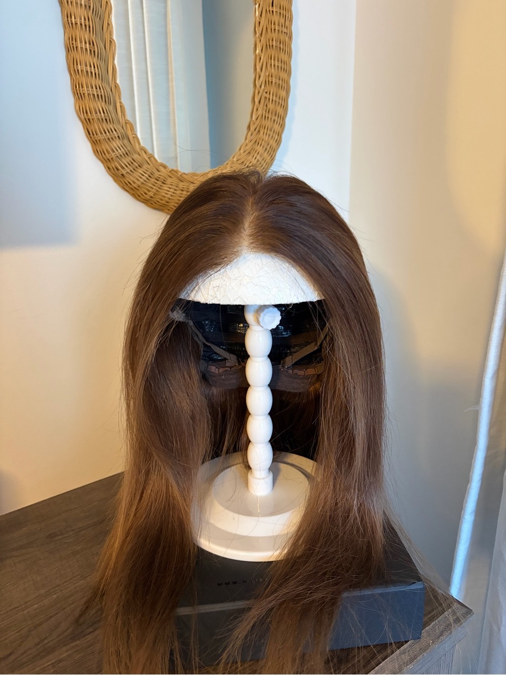 Natural Chestnut Brown Long Straight Wig with Center Part